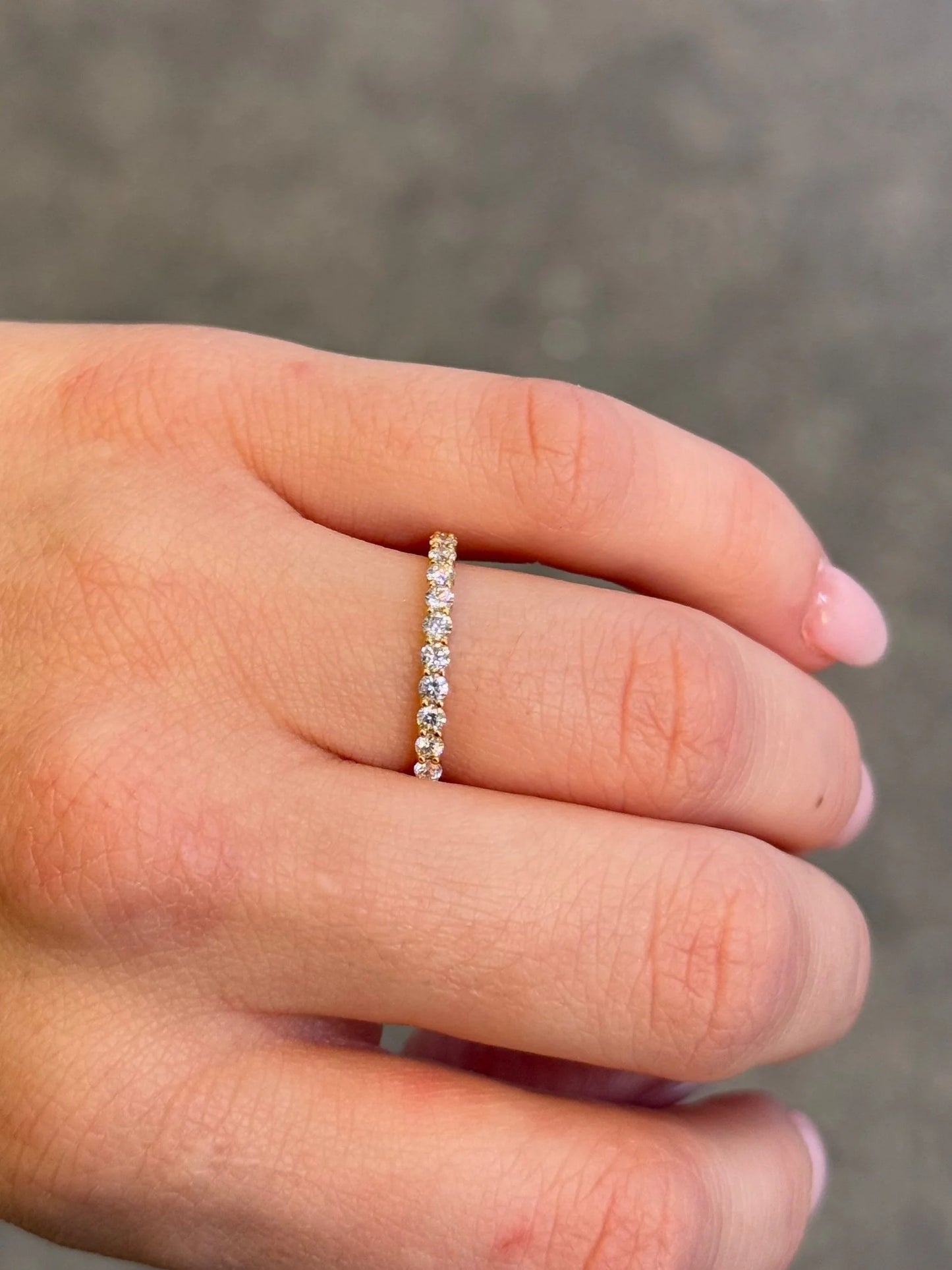 Ladies Yellow Gold and Round Diamond Wedding Band