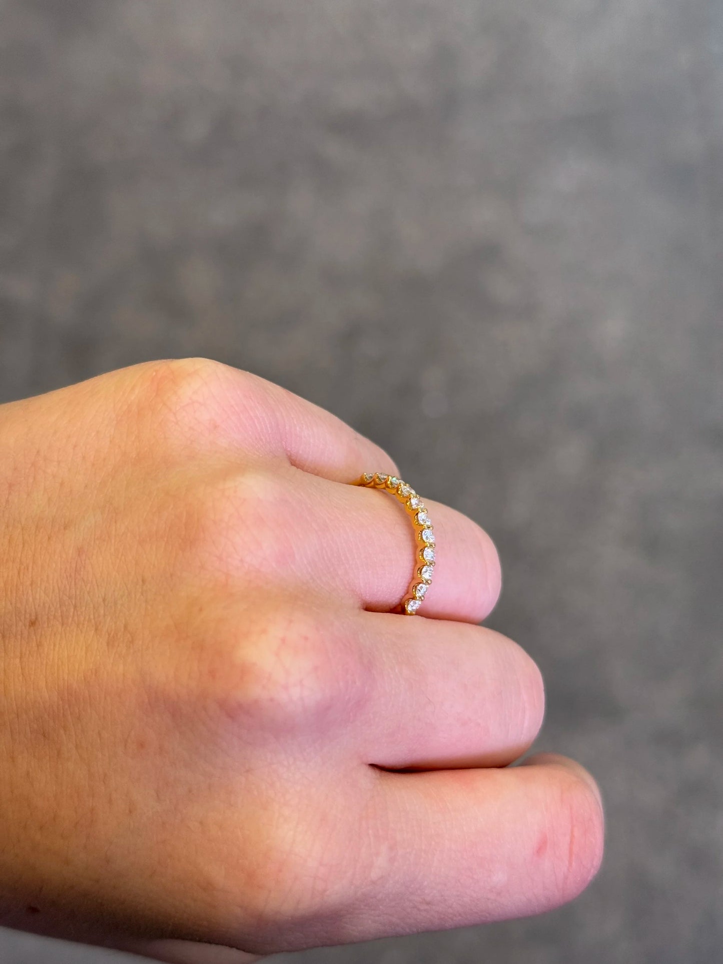 Ladies Yellow Gold and Round Diamond Wedding Band
