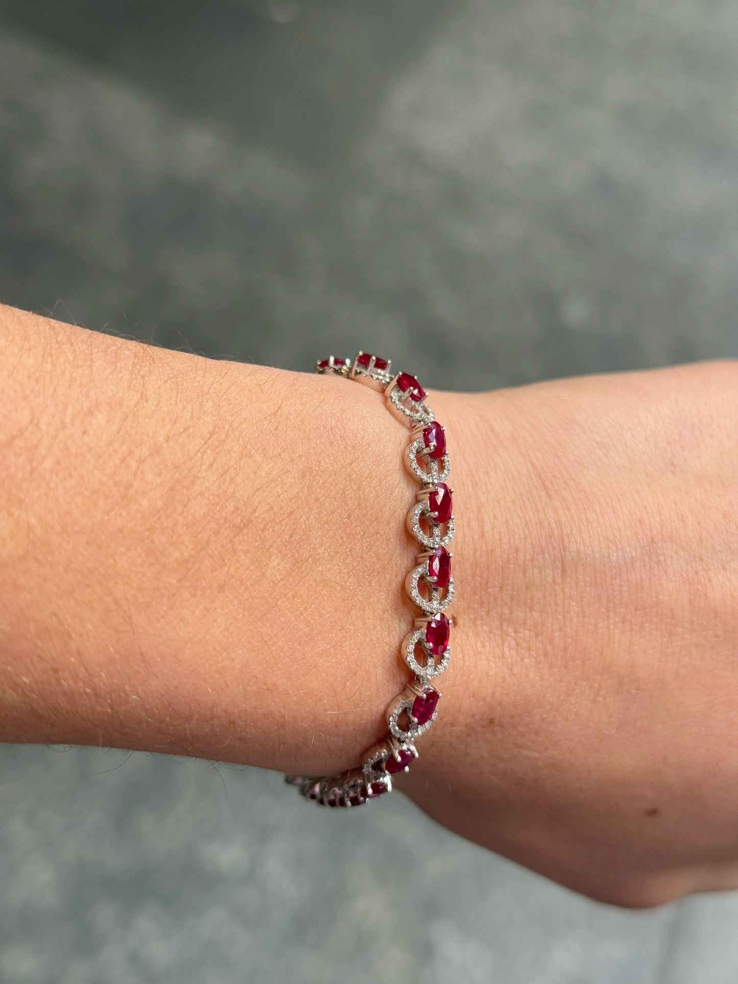Ladies Round Diamond and Ruby Bracelet