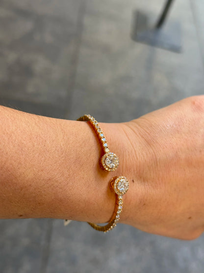 Ladies Two Round Diamond Cluster Cuff with Halo