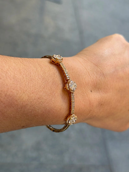 Ladies Yellow Three Clover Design Cuff