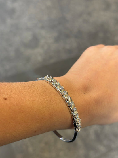 Ladies White Gold Twelve Stone Bangle