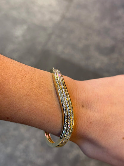 Ladies Three Row Channel Set Diamond Bangle