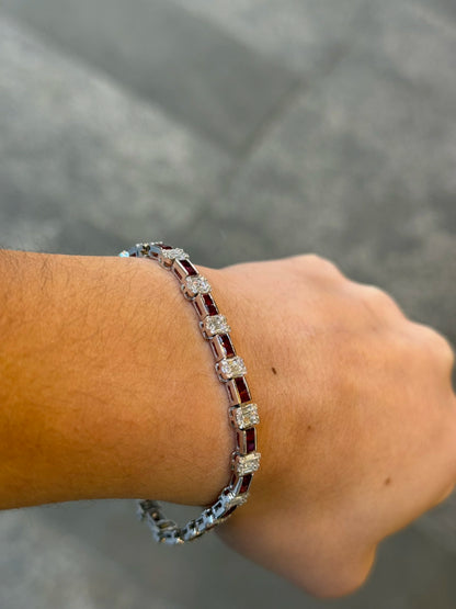 Ladies Multi-shaped Diamond and Ruby Bracelet