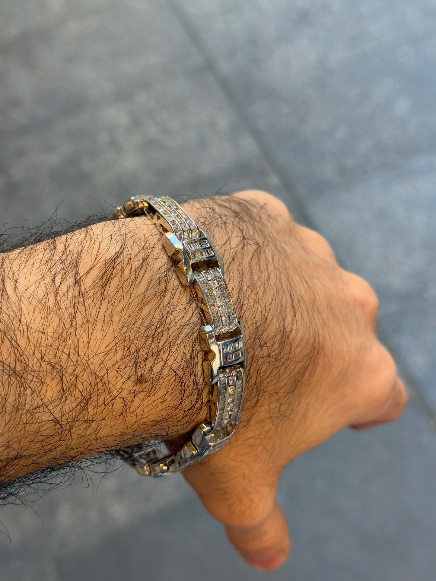 Men’s Large Fancy Round and Baguette Diamond Bracelet