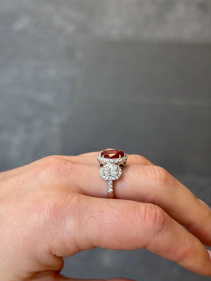 Ladies Oval Ruby and Diamond Ring