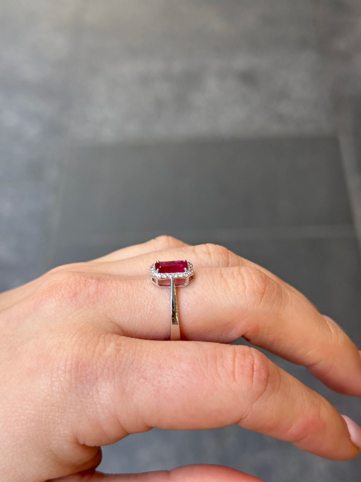 Ladies Emerald Cut Ruby and Diamond Ring