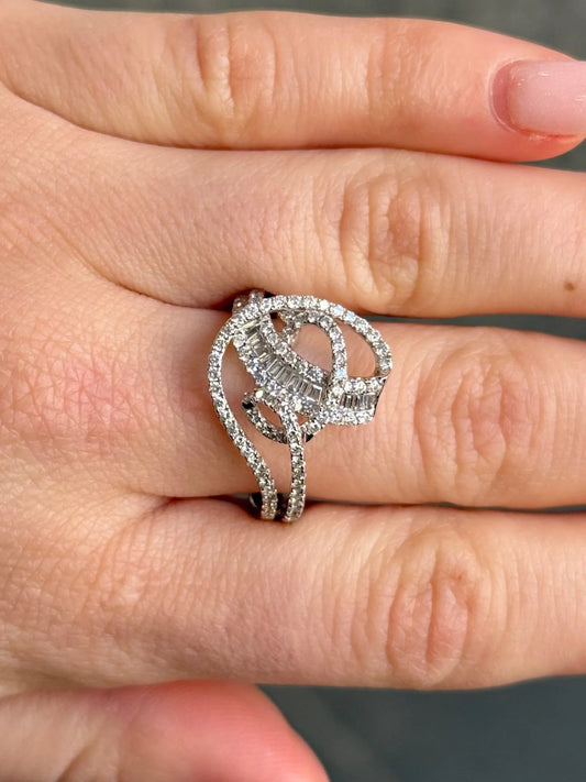 Ladies Spaced Out Fancy Baguette and Round Diamond Ring
