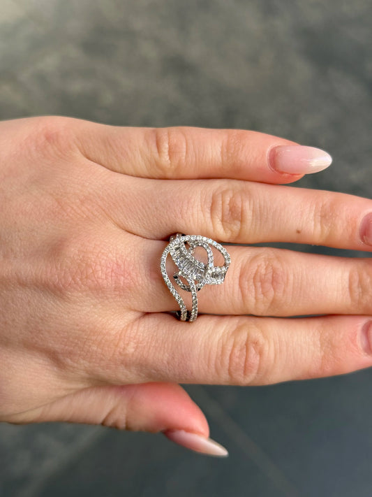Ladies Spaced Out Fancy Baguette and Round Diamond Ring