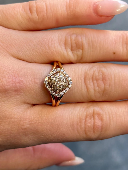 Ladies Round Diamond and Champagne Diamond Fancy Ring