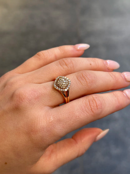 Ladies Round Diamond and Champagne Diamond Fancy Ring