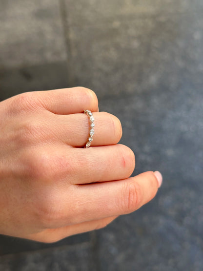 Ladies White Gold Marquise and Round Diamond Wedding Band
