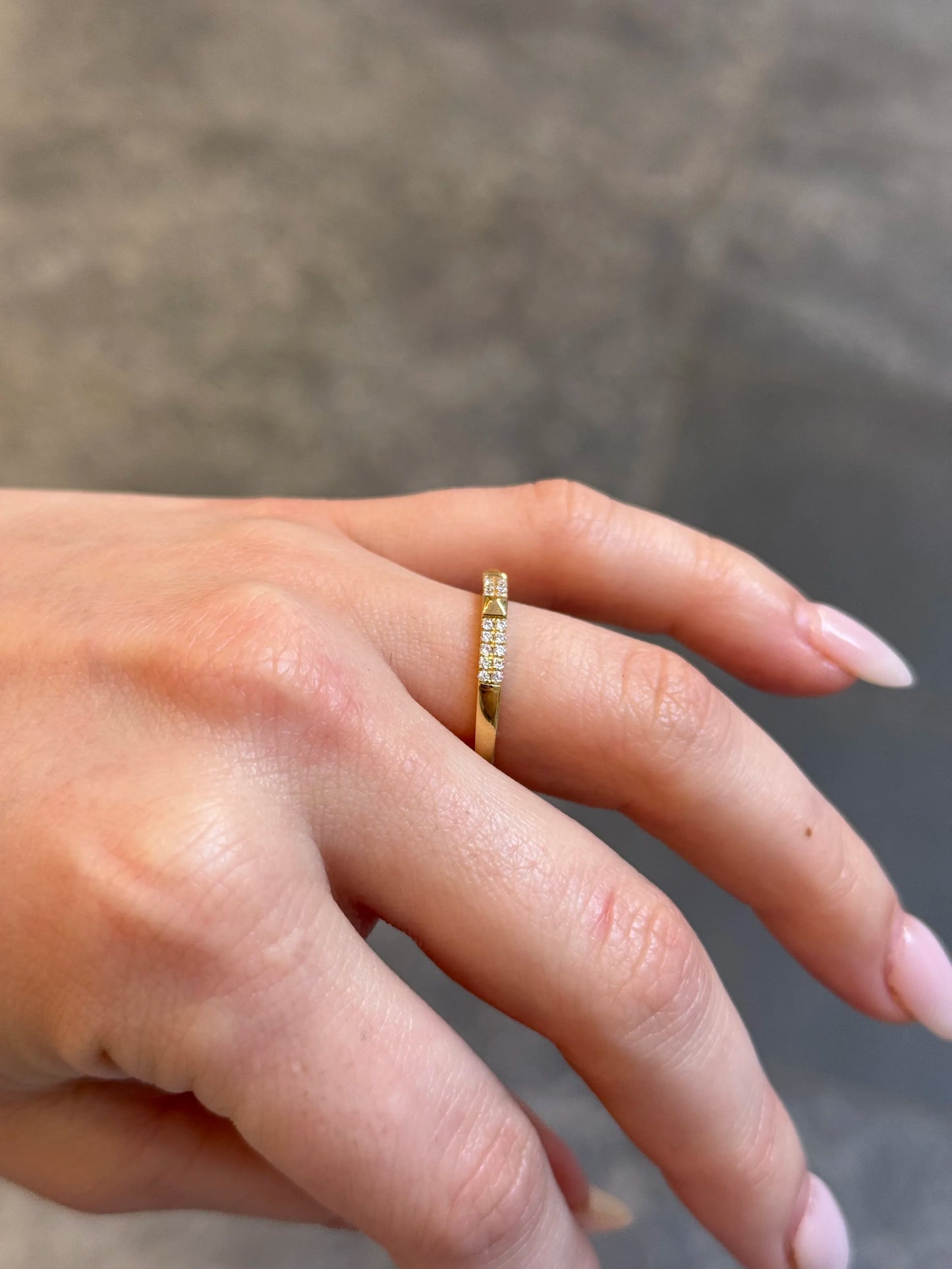 Ladies Alternating Two Row Diamond and Gold Wedding Band