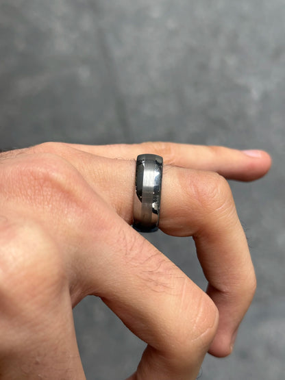 Men's Wide Matte and Polish Finish Wedding Band