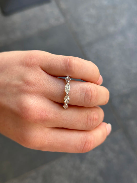 Ladies Four Stone East to West Marquise Wedding Band