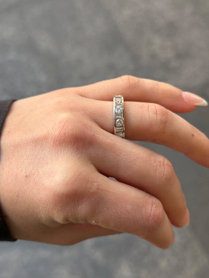 Ladies Round and Baguette Eternity Channel Set Wedding Band
