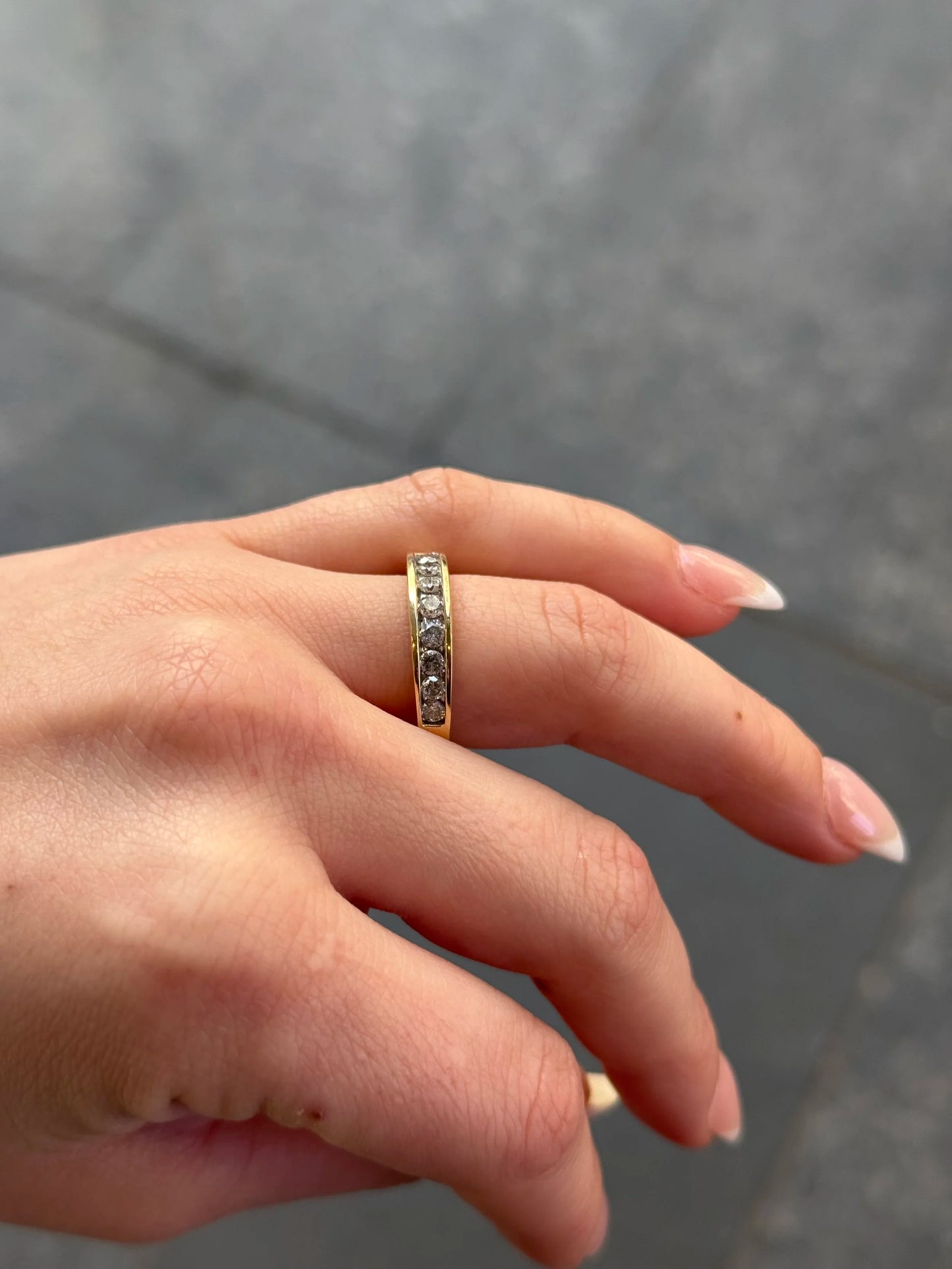 Ladies Yellow Gold and Diamond Channel Set Wedding Band