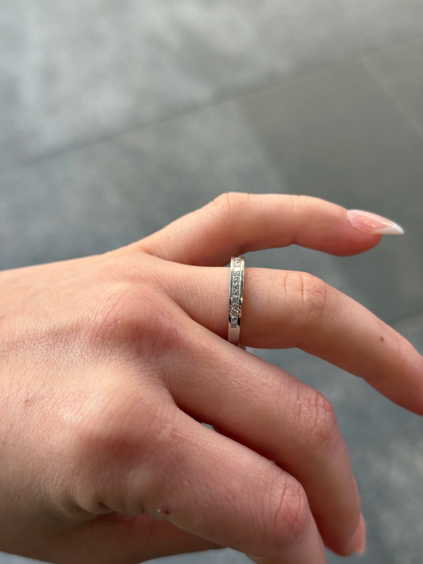 Ladies Princess Cut Channel Set Wedding Band