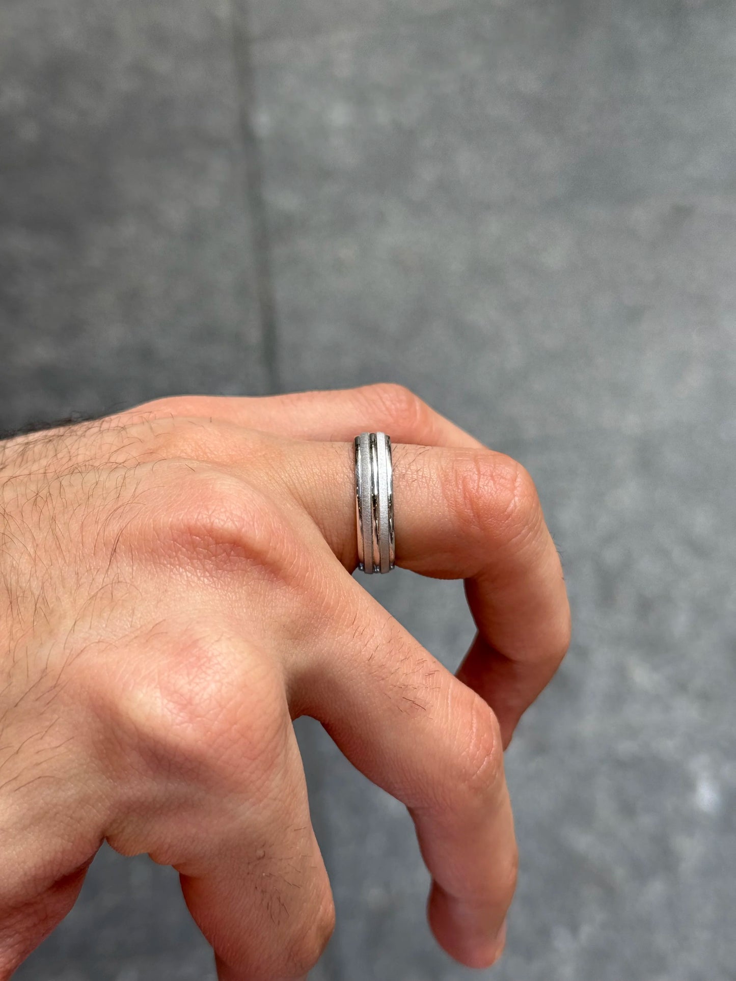 Men's Alternating Polish and Satin Finish Wedding Band