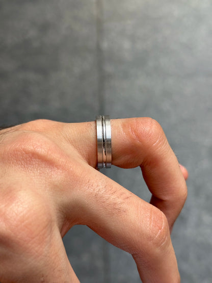 Men's Middle Polish and Matte Finish Side Wedding Band
