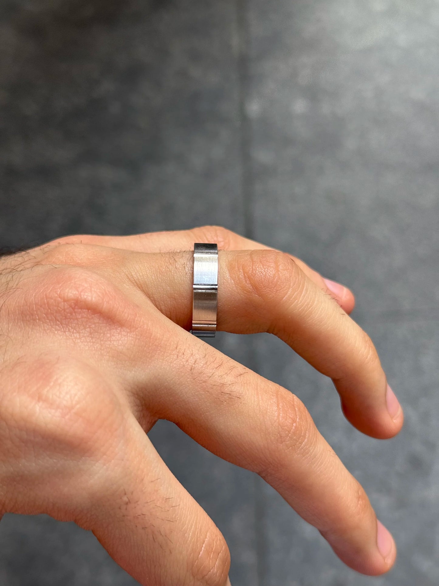 Men's Spaced out Beveled Matte Finish Wedding Band