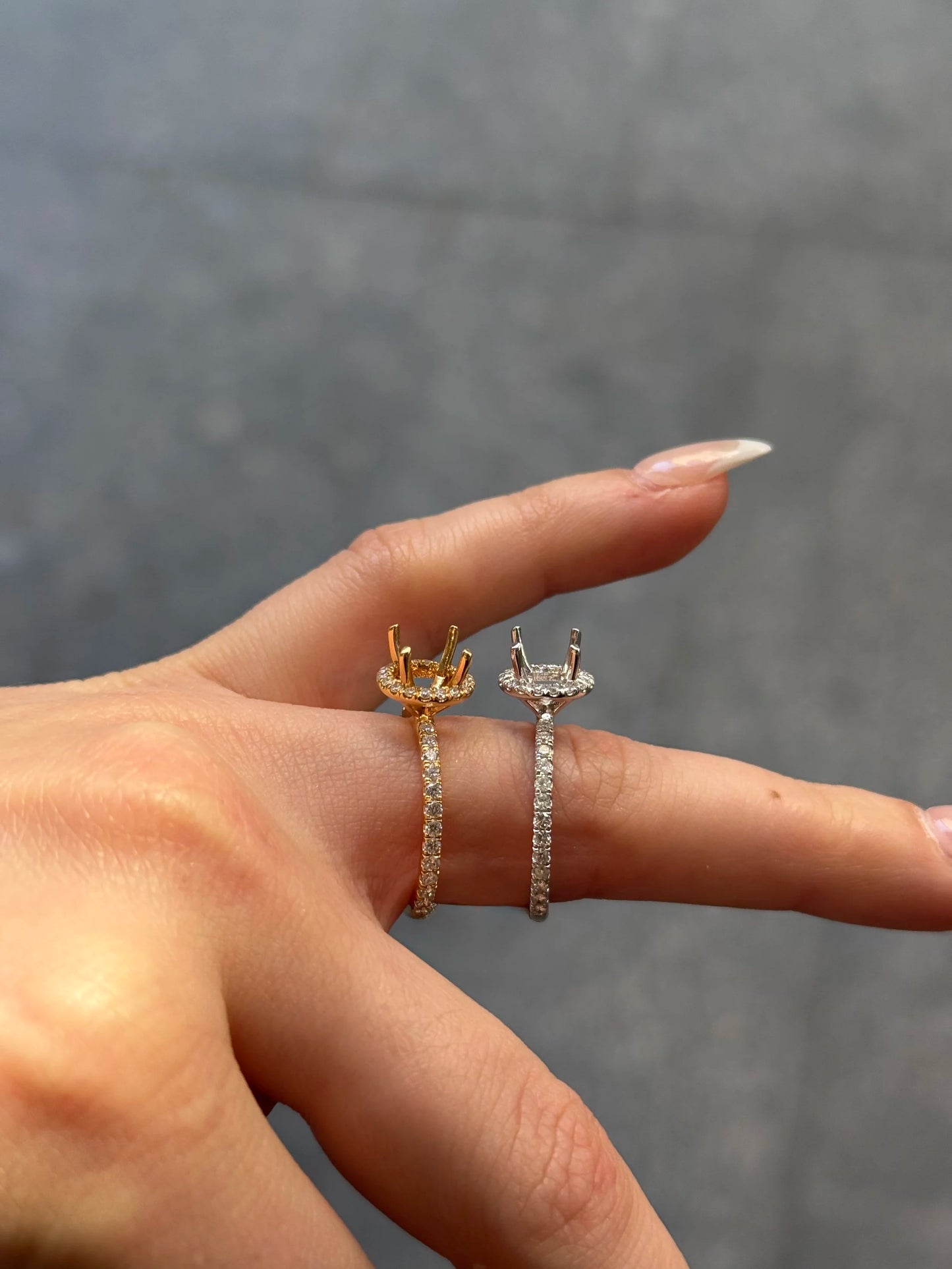 Ladies Halo and Side Diamond Engagement Ring