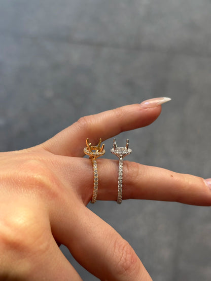 Ladies Halo and Side Diamond Engagement Ring