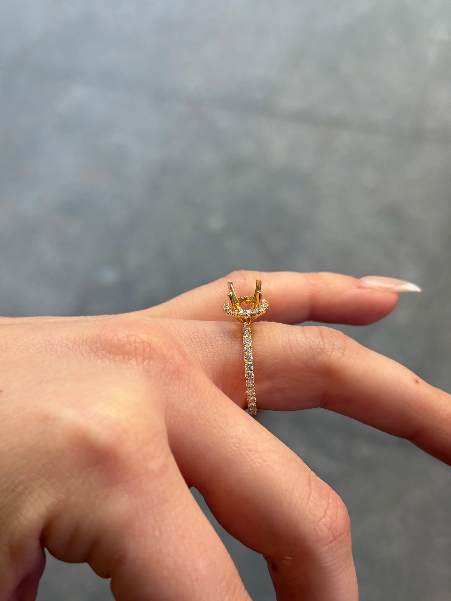 Ladies Halo and Side Diamond Engagement Ring