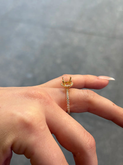 Ladies Halo and Side Diamond Engagement Ring