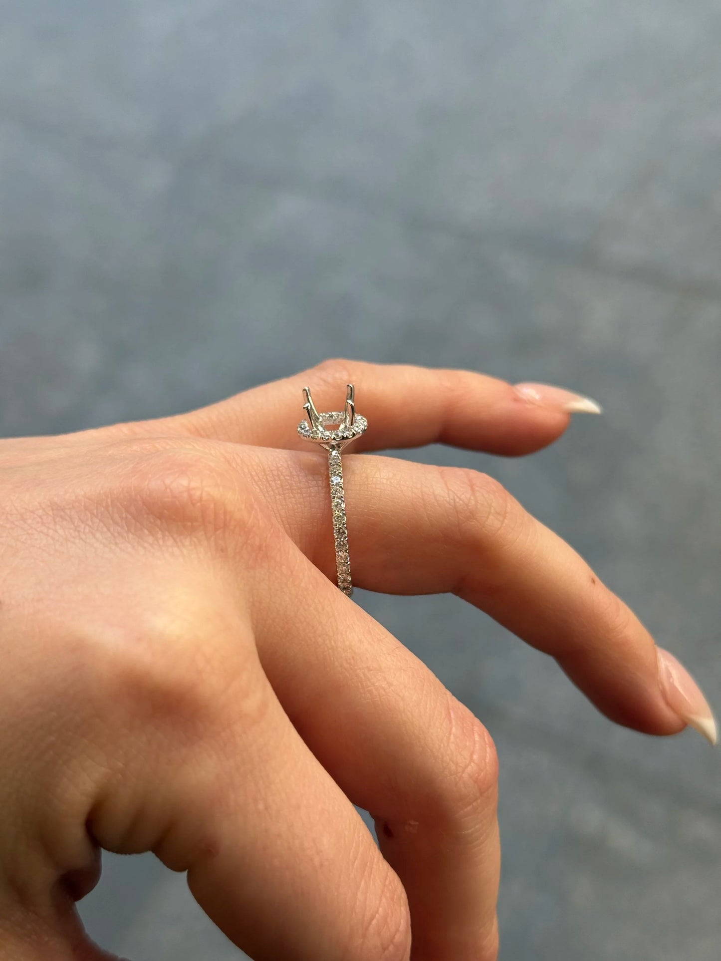 Ladies Halo and Side Diamond Engagement Ring