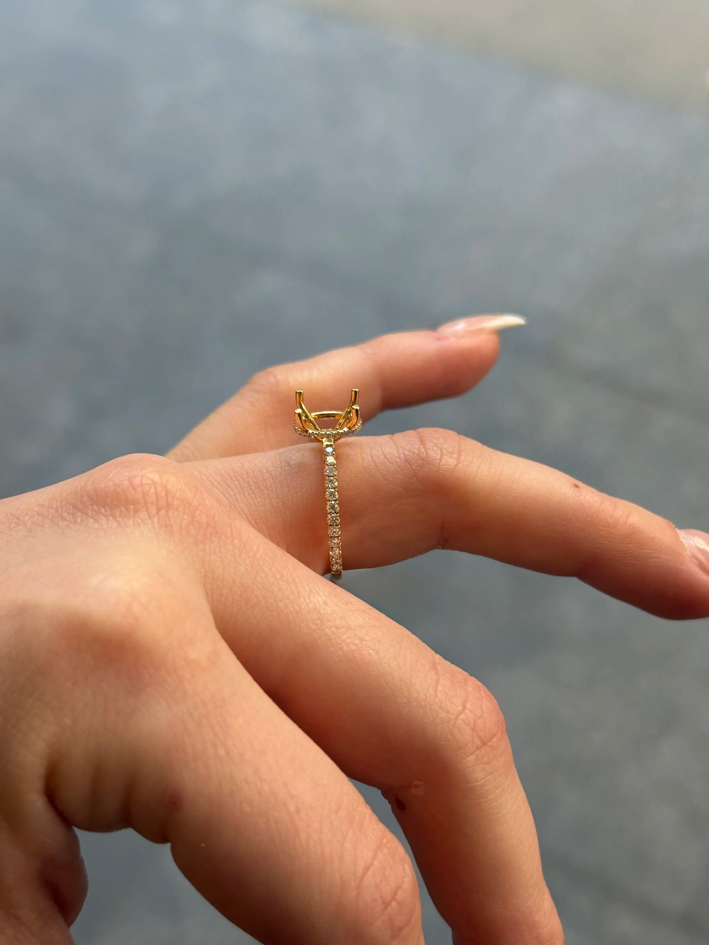 Ladies Under Halo and Side Diamond Engagement Ring