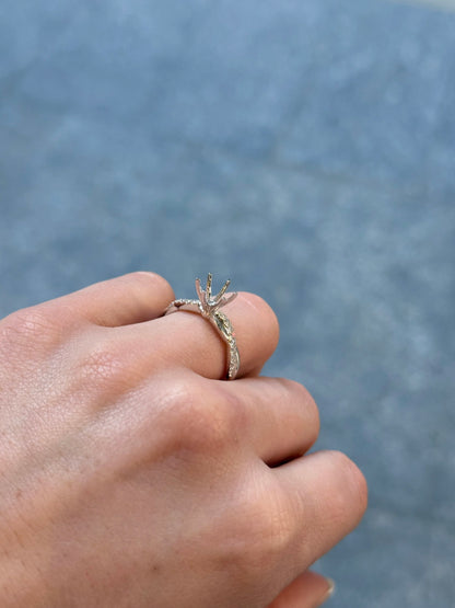 Ladies White Gold Diamond and Gold Twist Band Engagement Ring