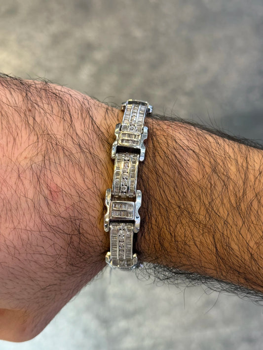 Men’s Large Fancy Round and Baguette Diamond Bracelet