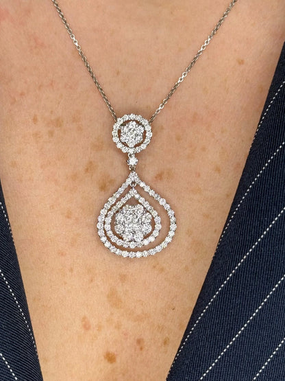 Ladies Fancy Double Halo Cluster Pendant