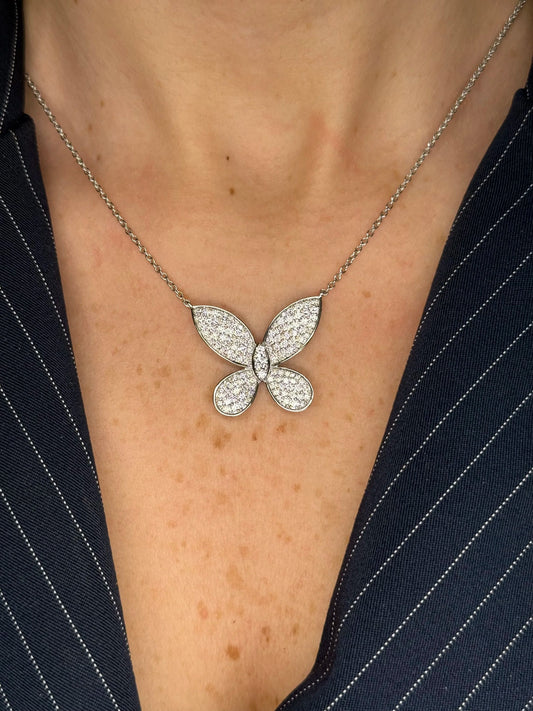 Ladies Pave Set Butterfly Pendant
