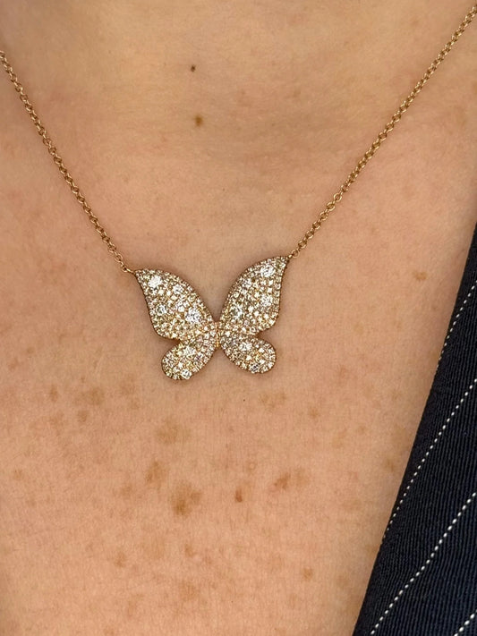 Ladies Pave Set Butterfly Pendant