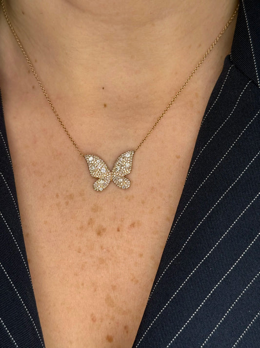 Ladies Pave Set Butterfly Pendant