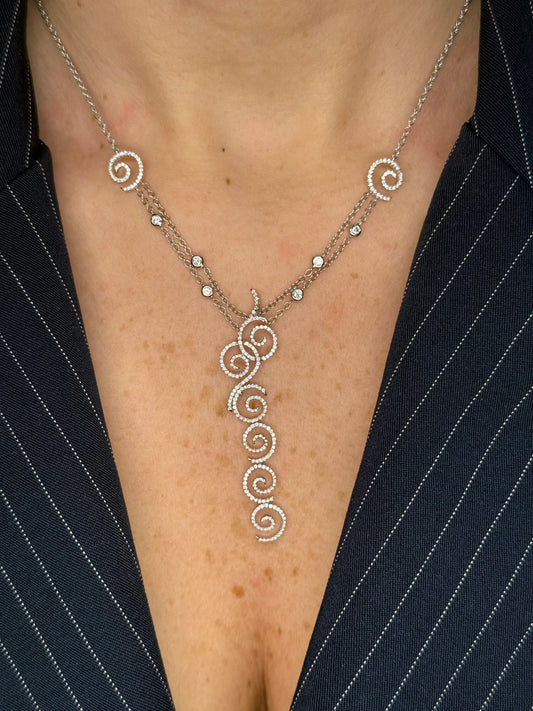 Ladies Twist and Bezel Diamond Necklace