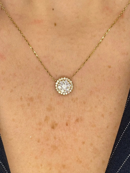 Ladies Round Diamond Cluster Pendant