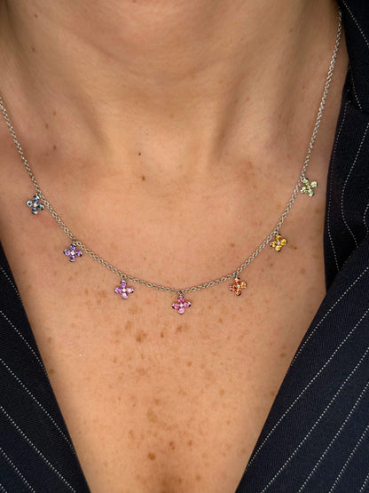 Ladies Sapphire Flower Necklace