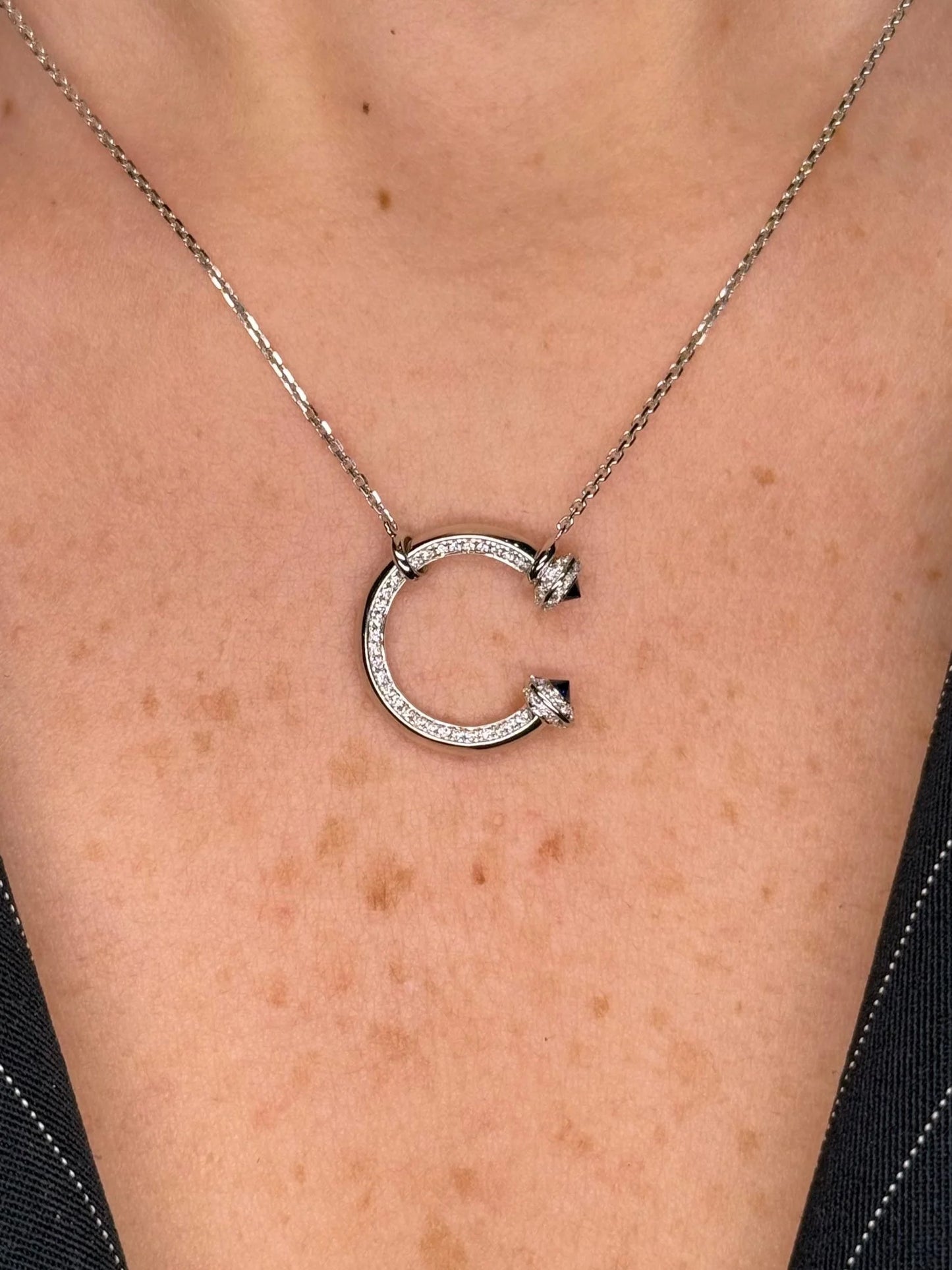 Ladies Sapphire and Round Diamond 3/4 Pendant