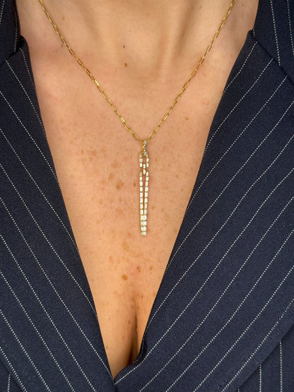 Ladies Narrow Shaped Baguette Diamond Pendant