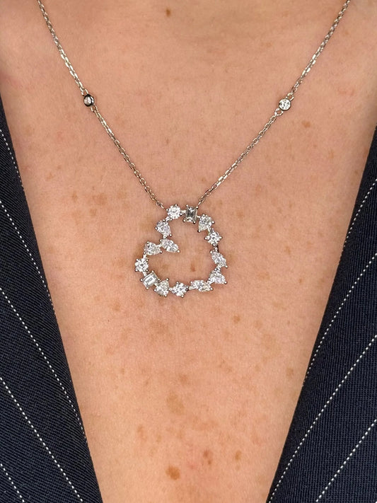 Ladies Multi Diamond Heart Shaped Pendant
