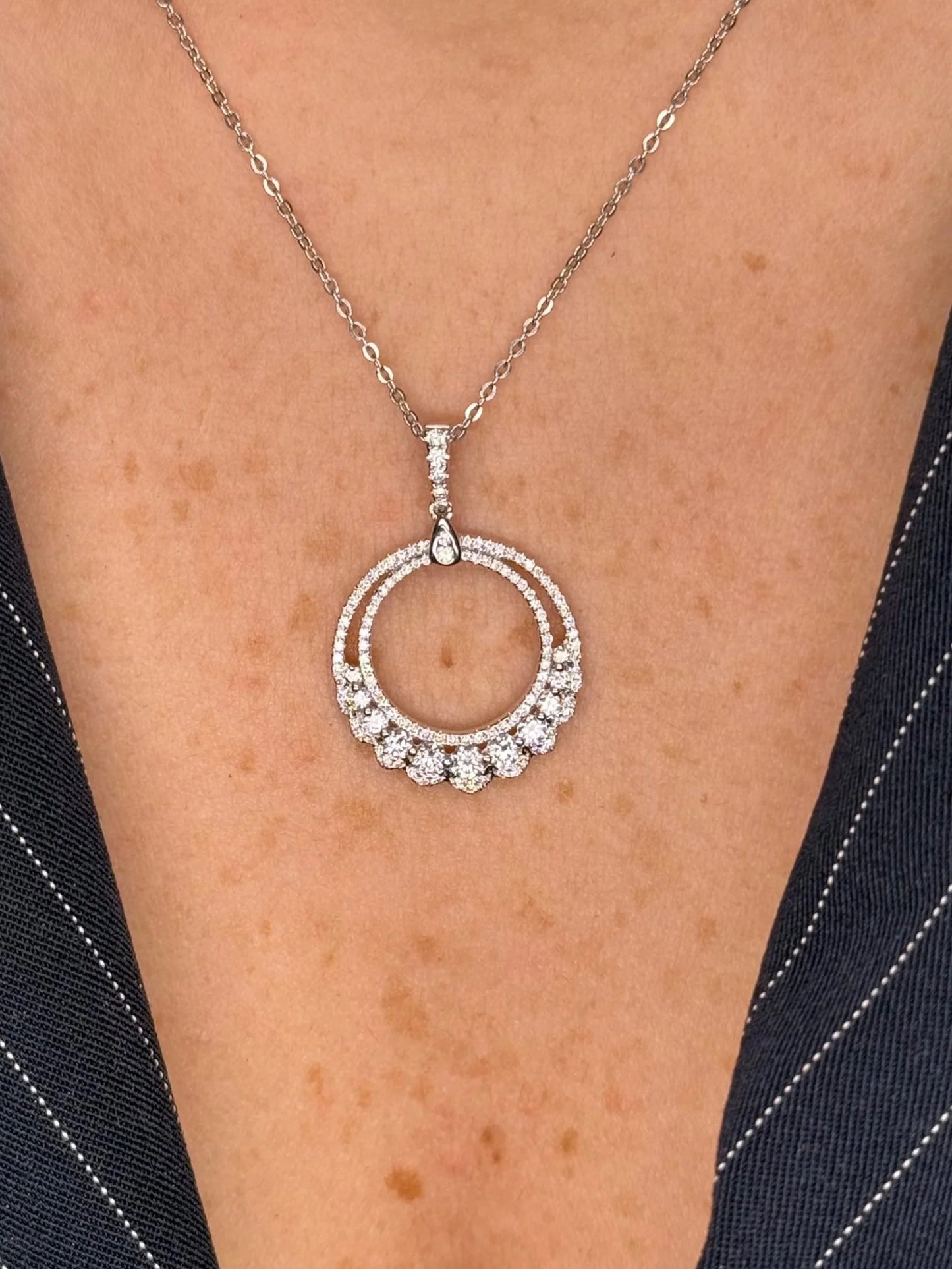 Ladies Spaced Out Round Diamond Pendant
