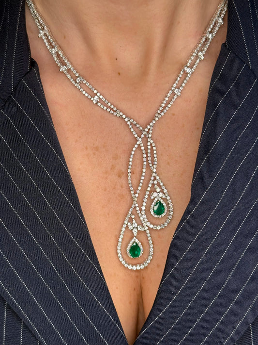 Ladies Emerald and Diamond Gala Style Necklace