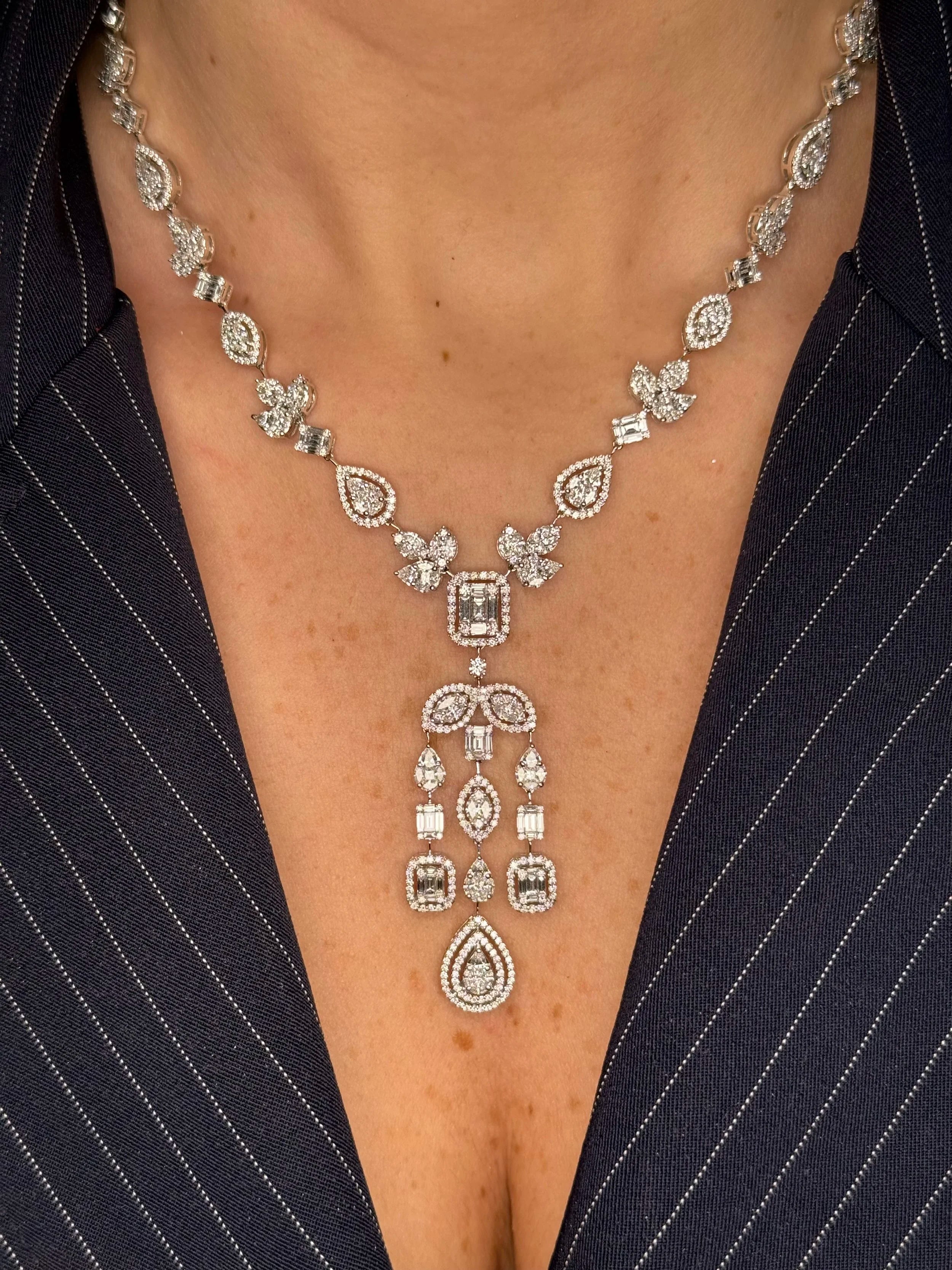 Ladies Multishaped Cluster Dangling Fancy Necklace