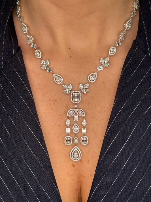 Ladies Multishaped Cluster Dangling Fancy Necklace