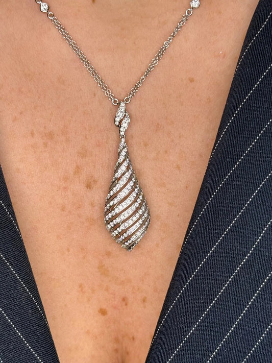 Ladies Spaced Out Double Chain Diamond Pendant