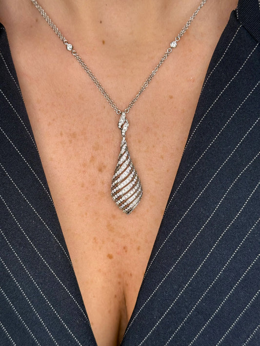 Ladies Spaced Out Double Chain Diamond Pendant