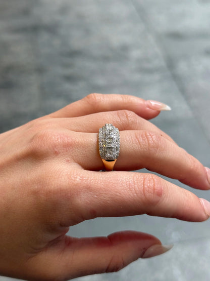 Ladies Round and Princess Cluster Diamond Ring